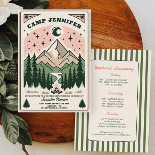 Camp Bachelorette Rustic Woodsy Mountain  Invitation