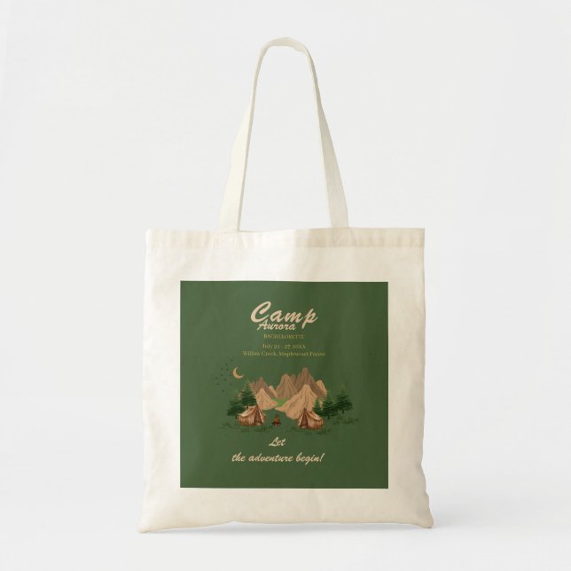 Camp Bachelorette Weekend Adventure Tote Bag (Front)