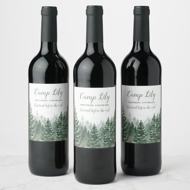 Camp Bachelorette Woodland Forest Weekend Party Wine Label (Bottles)