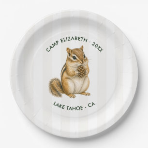 Camp Bride Chipmunk Personalized Bachelorette Paper Plate