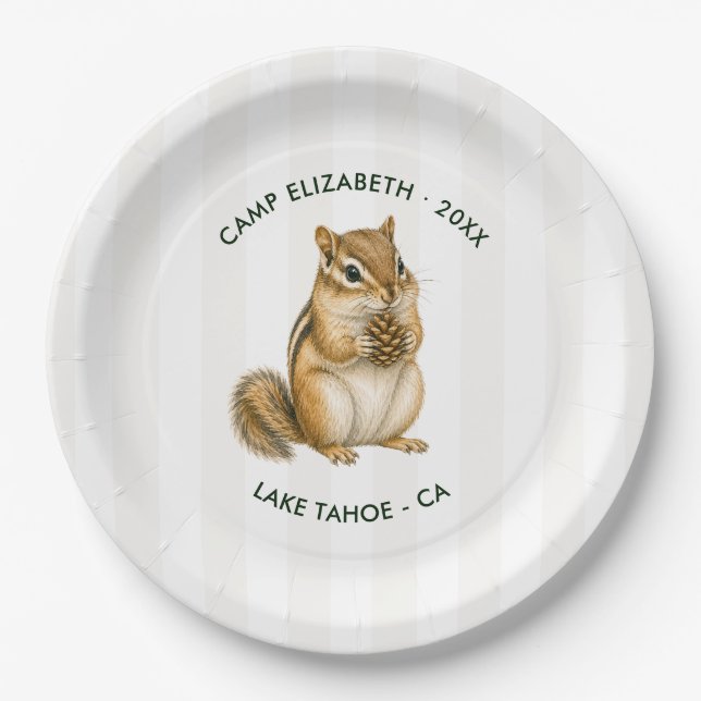 Camp Bride Chipmunk Personalized Bachelorette Paper Plate (Front)