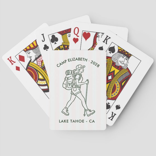 Camp Bride Hiking Personalized Bachelorette  Playing Cards (Back)