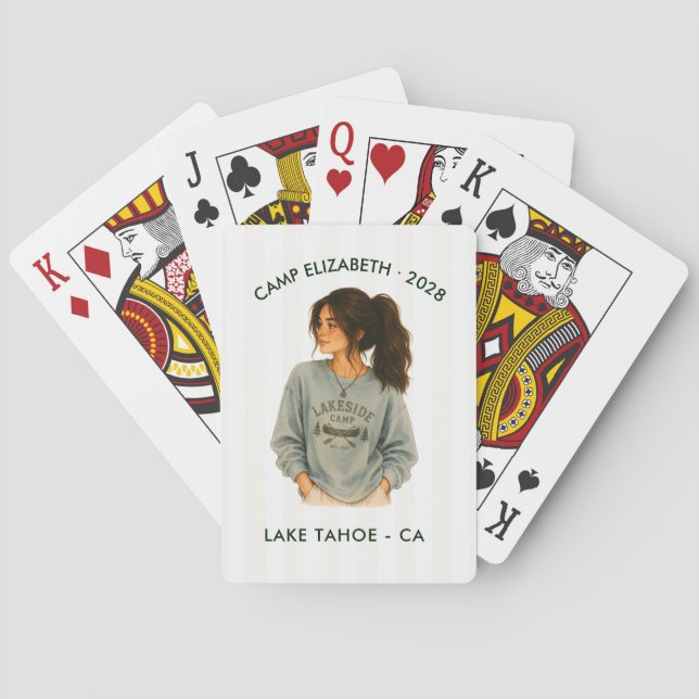 Camp Bride Lakeside Personalized Bachelorette Playing Cards (Back)