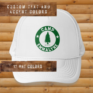 Camp Bride Pine Tree Personalized Bachelorette Trucker Hat