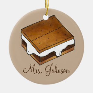 Camp Campfire S'mores Teacher Appreciation Gift Ceramic Ornament