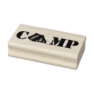 CAMP Campground Camping Tent Outdoors Woods Stamp
