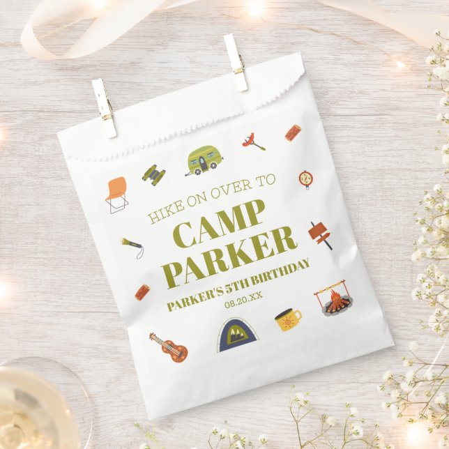 Camp Camping Camper Birthday Party Favour Bag (Clipped)