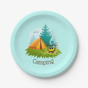 Camp Camping Design Paper Party Plate