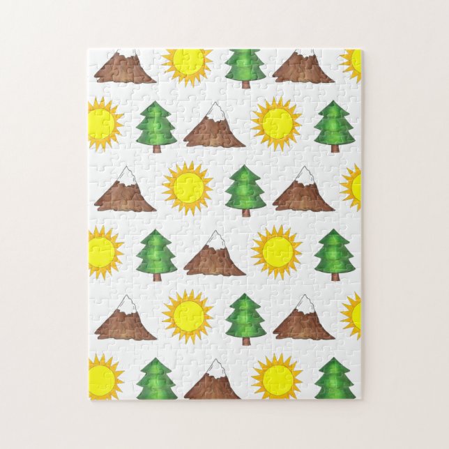 Camp Camping Hiking Nature Sun Mountain Tree Jigsaw Puzzle (Vertical)