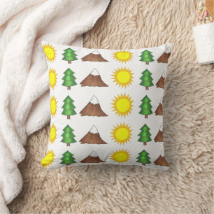 Camp Camping Mountain Climbing Trees Nature Throw Pillow
