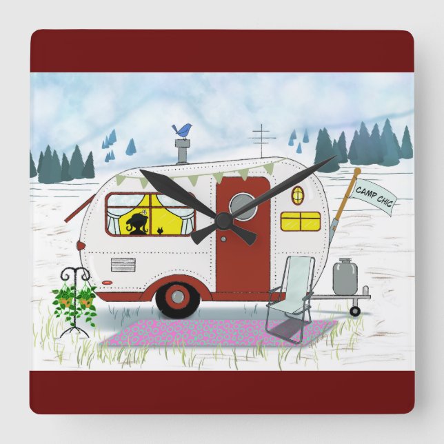 Camp Chic Square Wall Clock (Front)