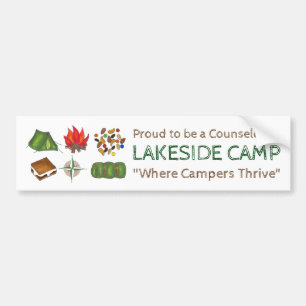 Camp Counsellor Campfire Tent S'mores Compass Bumper Sticker