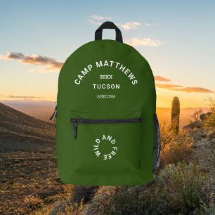 Camp Crest Forest Green Family Camping Trip Printed Backpack