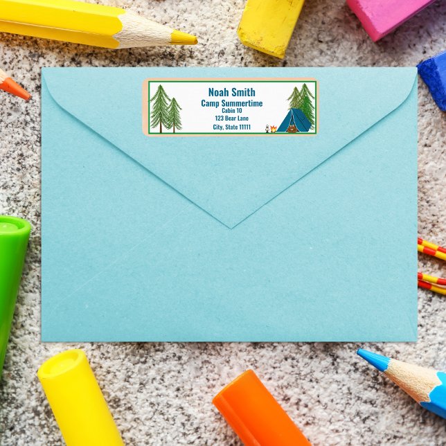 Camp d'été Bear Camping Adresse de retour Label (Créateur téléchargé)