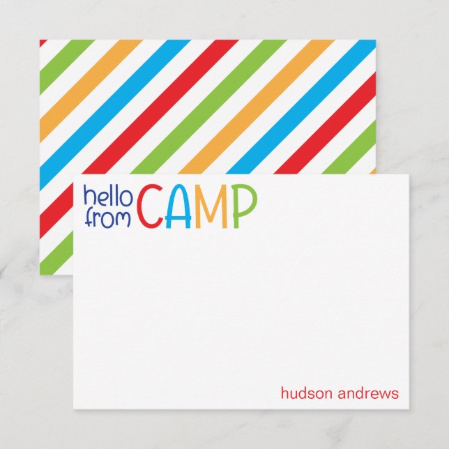 Camp d'été coloré Cartes de notes personnalisées (Devant / Derrière)