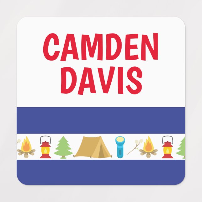 Camp d'été Étiquettes de vêtements personnalisés (Design 1)