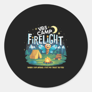 Camp Firelight Vbs Camp Vacation Bible School Fire Classic Round Sticker
