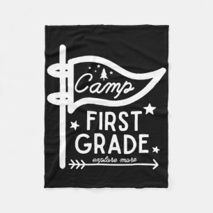 Camp First Grade Camping Teacher 1st Grade Back To Fleece Blanket