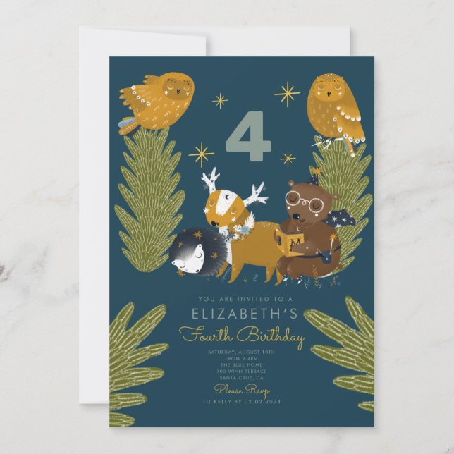 Camp Forest Animal Birthday Invitation (Front)