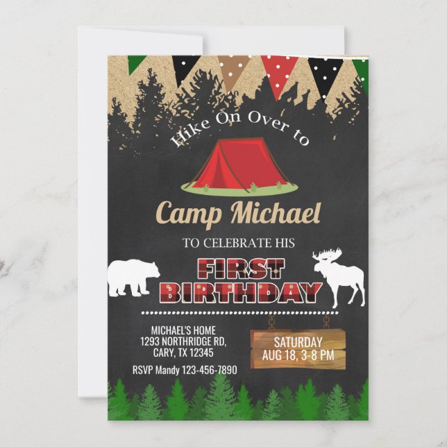 Camp, garçon de camping 1ère invitation de premier (Devant)