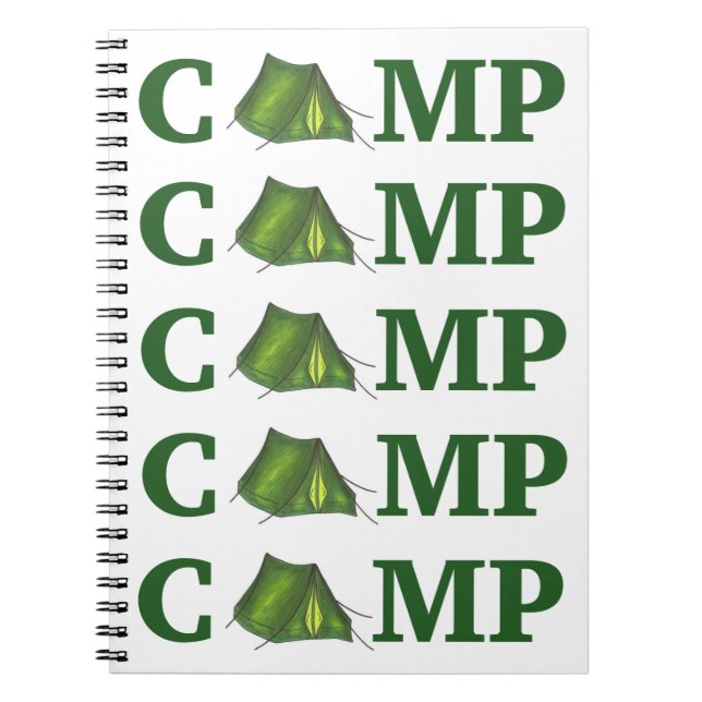 CAMP Green Tent Summer Camping Summer Camper Gift Notebook (Front)