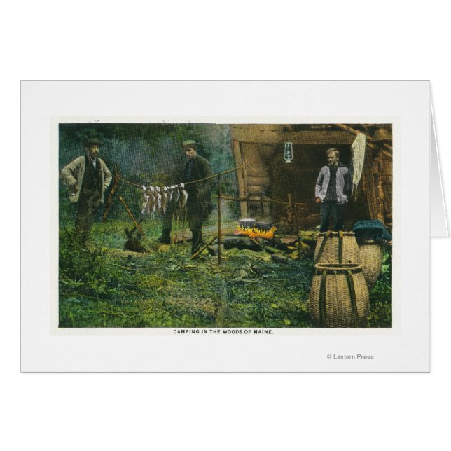 Camp Ground Scene of Men Camping in Maine (Front Horizontal)
