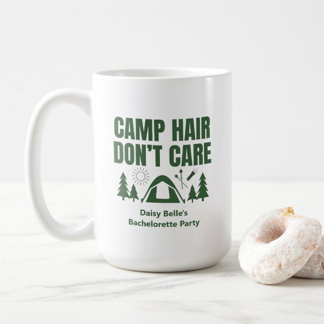 Camp Hair Don't Care Bachelorette Green  Coffee Mug (With Donut)