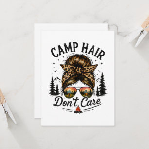 Camp Hair Don't Care Messy Bun Funny Invitation