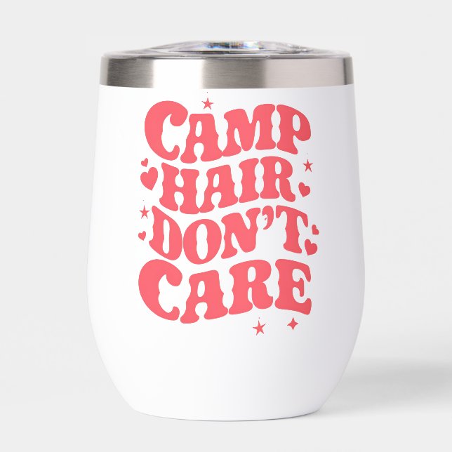 Camp Hair Don't Care Summer Camping Girls Groovy (Front)