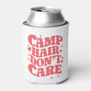 Camp Hair Don't Care Summer Camping Girls Groovy Can Cooler