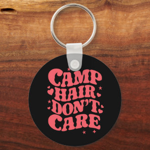 Camp Hair Don't Care Summer Camping Girls Groovy Keychain