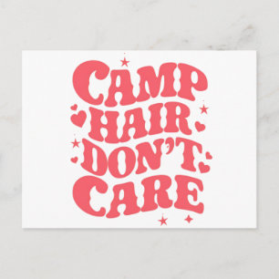 Camp Hair Don't Care Summer Camping Girls Groovy Postcard