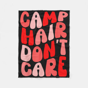 Camp Hair Dont Care Summer Camping Shirt For Girls Fleece Blanket