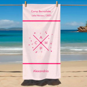 CAMP Hot Pink Bachelorette Bridesmaids Pool Beach Towel