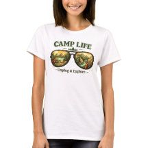 Camp Life Feels Right Women’s Camping T-Shirt USA