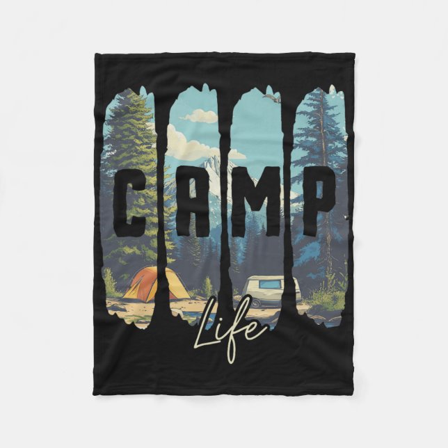 Camp Life  Fleece Blanket (Front)