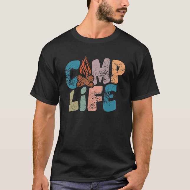 Camp Life Happy Camper Love Camping Life T-Shirt (Front)