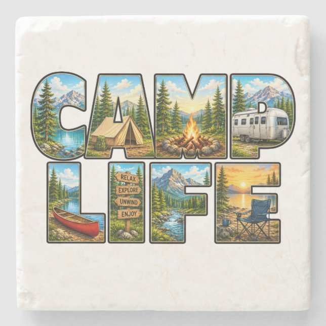 Camp Life Mug Stone Coaster (Front)