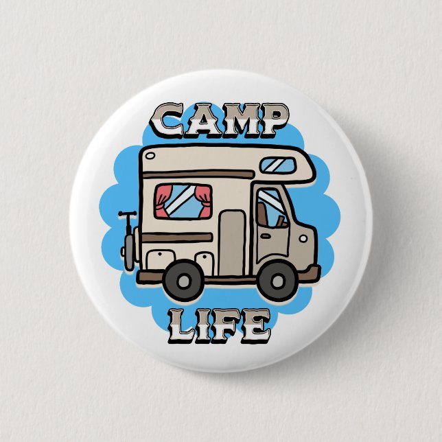 Camp Life | Retro Camper 2 Inch Round Button (Front)