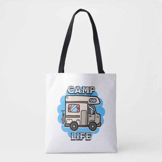 Camp Life | Retro Camper Personalized Tote Bag (Front)