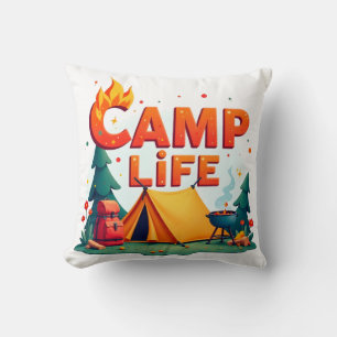 Camp Life – Vibrant Camping Adventure Pillow