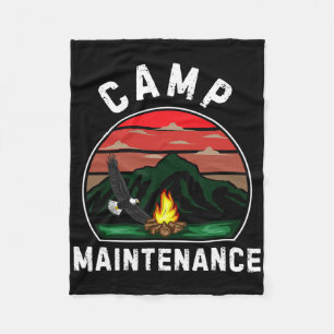 Camp Maintenance Retro Summer Camper Staff Camping Fleece Blanket