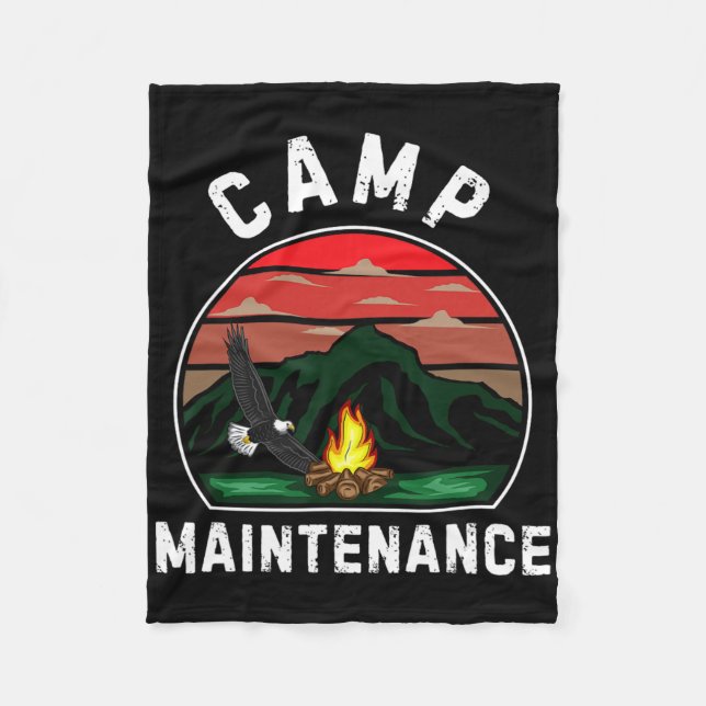 Camp Maintenance Retro Summer Camper Staff Camping Fleece Blanket (Front)