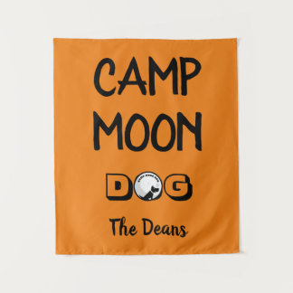 Camp moon dog family flag tapestry