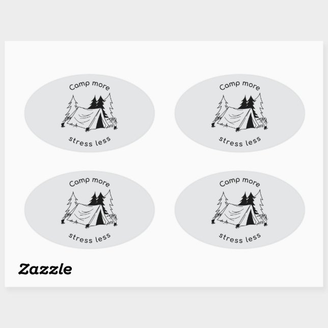 Camp more stress less  oval sticker (Sheet)