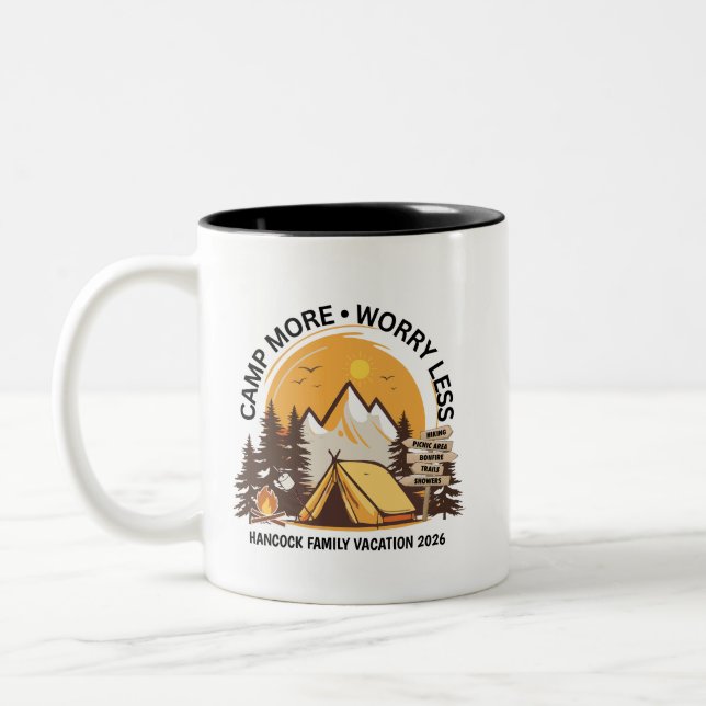 Camp More Worry Less Camp Two-Tone Coffee Mug (Left)