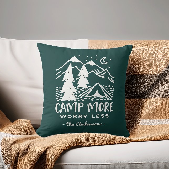 Camp More, Worry Less | Custom Throw Pillow (Creator Uploaded)