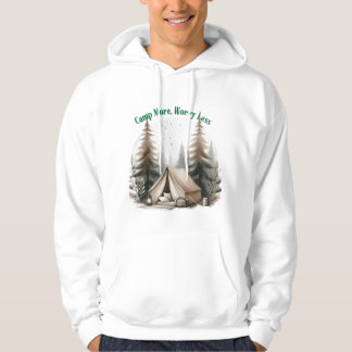 Camp More, Worry Less – Tent Art in the Woods Hoodie