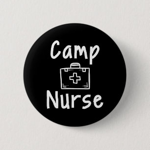 Camp Nurse First Aid Kit Silhouette Art 2 Inch Round Button