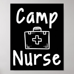 Camp Nurse First Aid Kit Silhouette Art Poster
